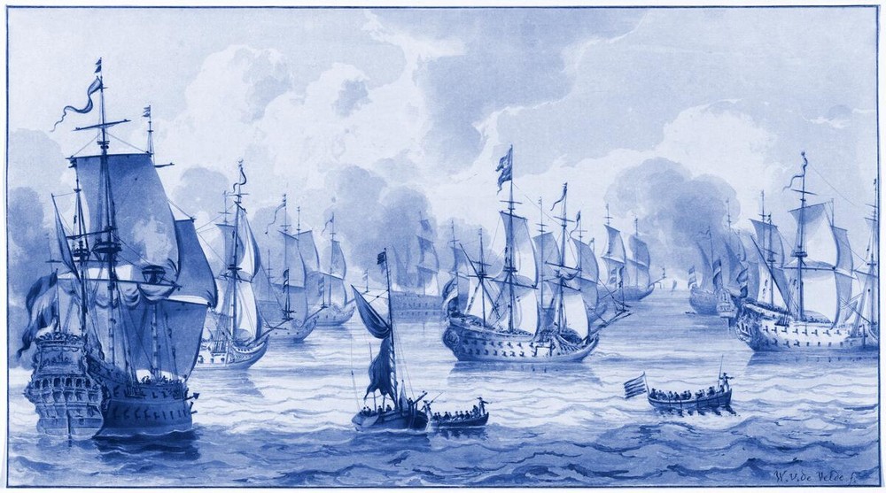 Ceramic Tile Mural Kitchen Backsplash - Delft Seascape With War Fleet -Dutch Art