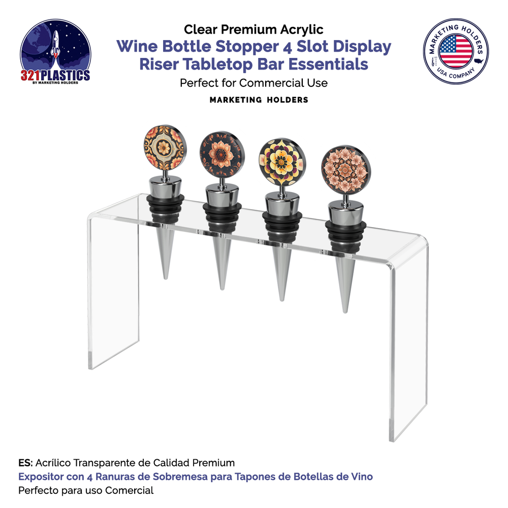 Wine Bottle Stopper 4 Slot Display Riser Tabletop Bar Essentials