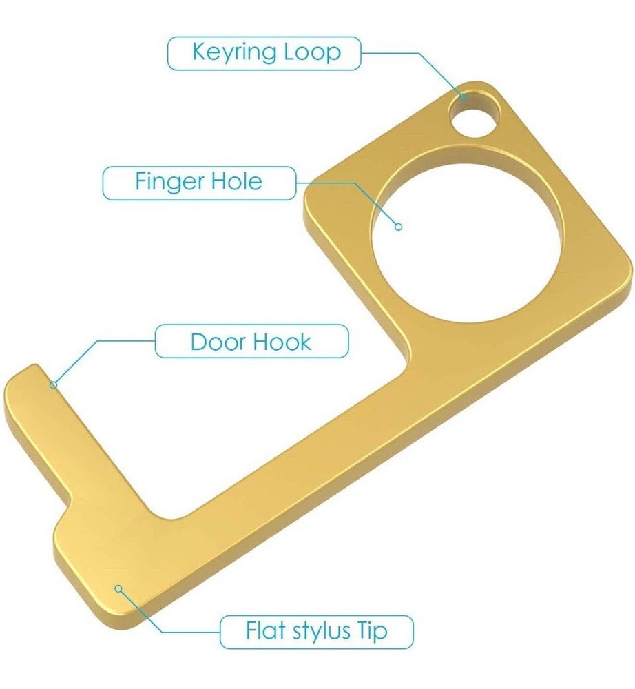 iHip Real Brass SafeKey - Avoid Touching Public Surfaces