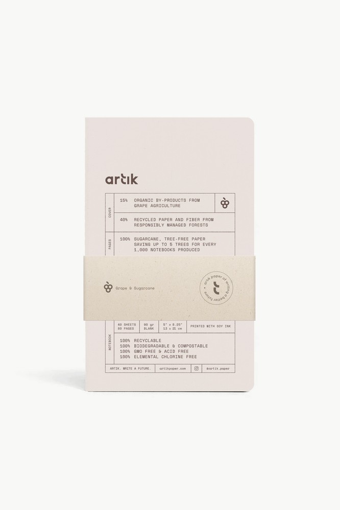 Artik Pack Of 2 Singer Sewn Notebooks in Grape - Plain - NEW