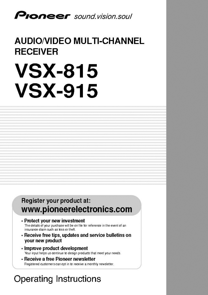 Pioneer VSX-815 Receiver Owners Manual