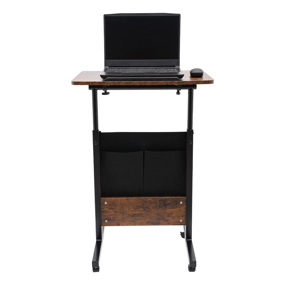 Adjustable Height Rolling Laptop Desk with Storage for Home & Office