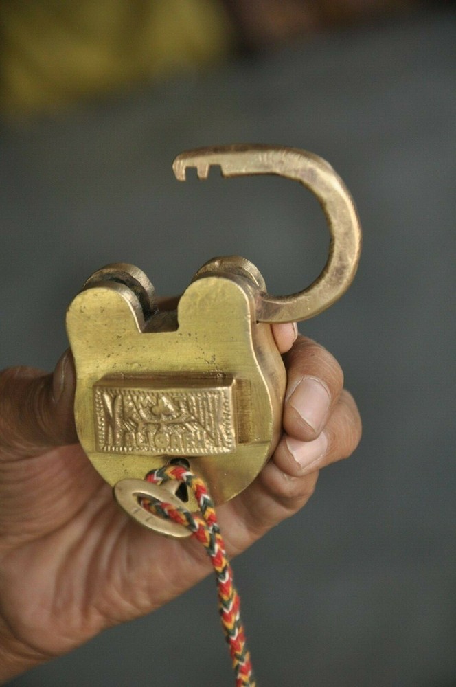 Vintage Brass Handcrafted Fine Quality Engraved Solid Padlock