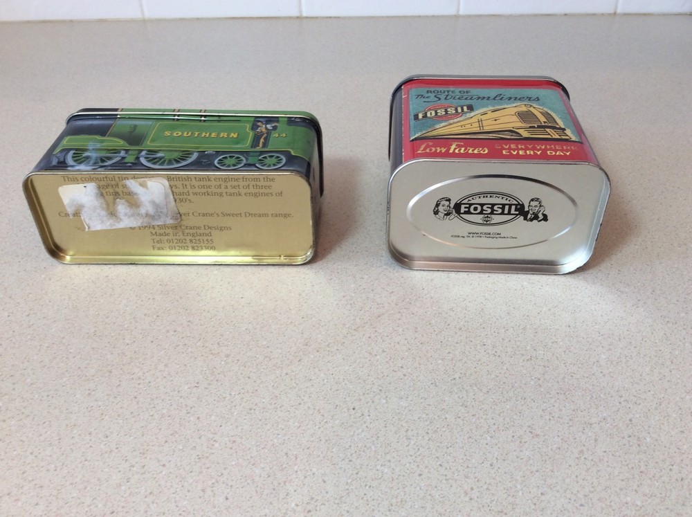 2 - Tin Boxes with Trains on them Streamliners Southern