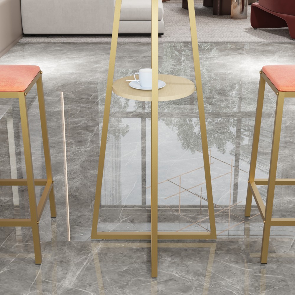 Bar Table And Chairs Three Piece Set Gold Frame Bar Table W Storage Function