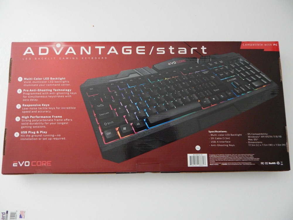 Evo Core Advantage Start LED Backlight Gaming Keyboard Black New