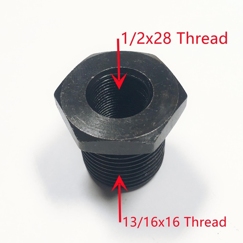2 Pack Steel Thread Adapter Convert 1/2x28 to 13/16X16