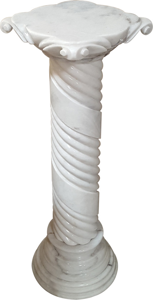 Solid White Marble Spiral Pedestal Column 41" Tall. Pickup Only.