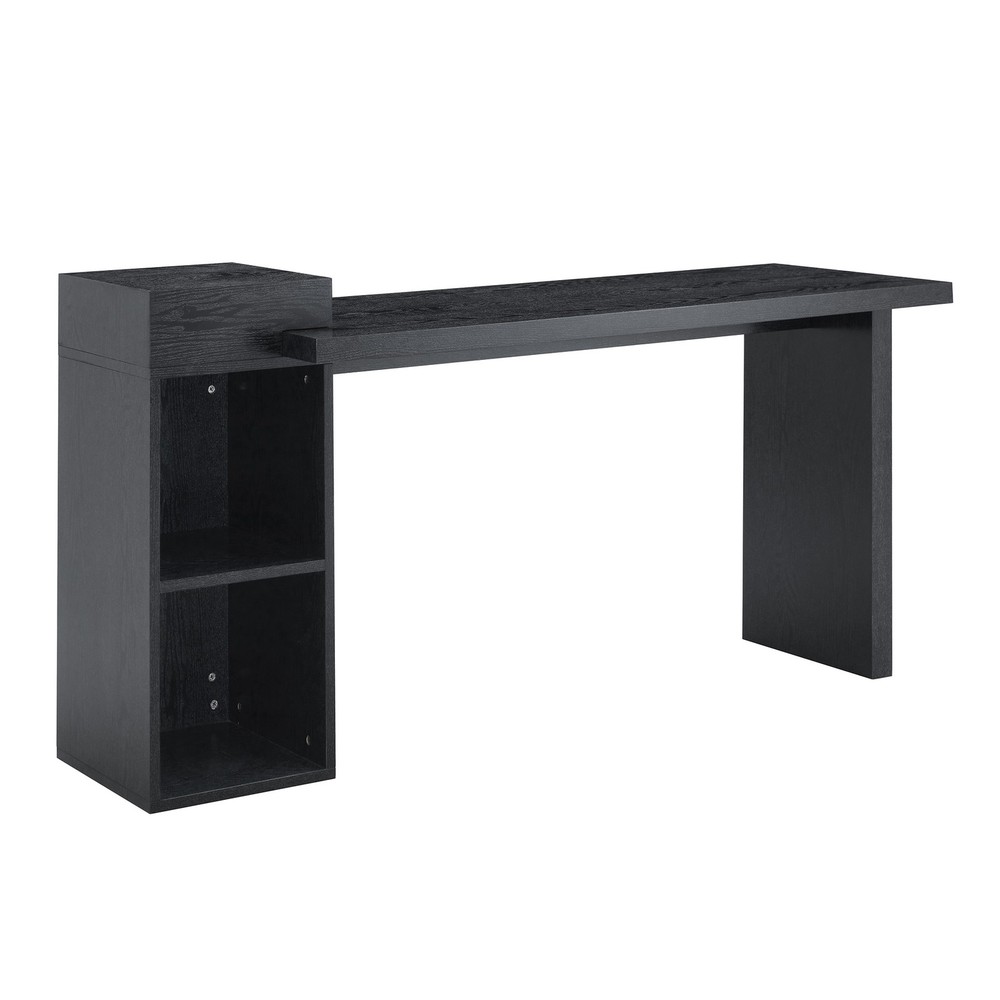 Modern Black Wood Grain Sofa Side Table - MDF Multipurpose Entryway Console Tab