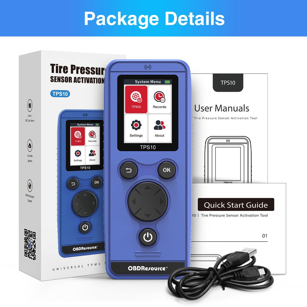 2024 TPS10 TPMS Relearn Tool Auto Tire Pressure Sensor Activate TPMS Reset Tool