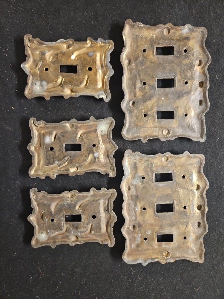 Vintage Decorative Metal Light Switch Cover Gold, Used