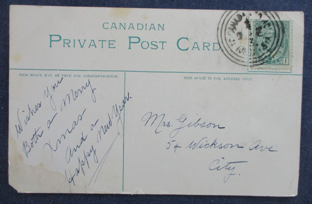 1908 Toronto Canada 3 Ring Cancel on Greeting Postcard Used Local