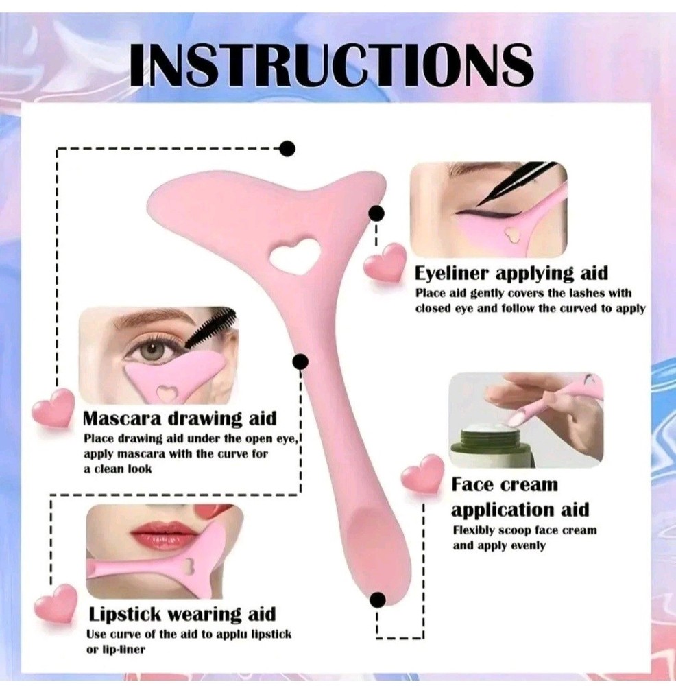 (34 Pcs) Eyeliner/Eyeshadow Template Stencils Eyelash Curler/Seperator Tools Set