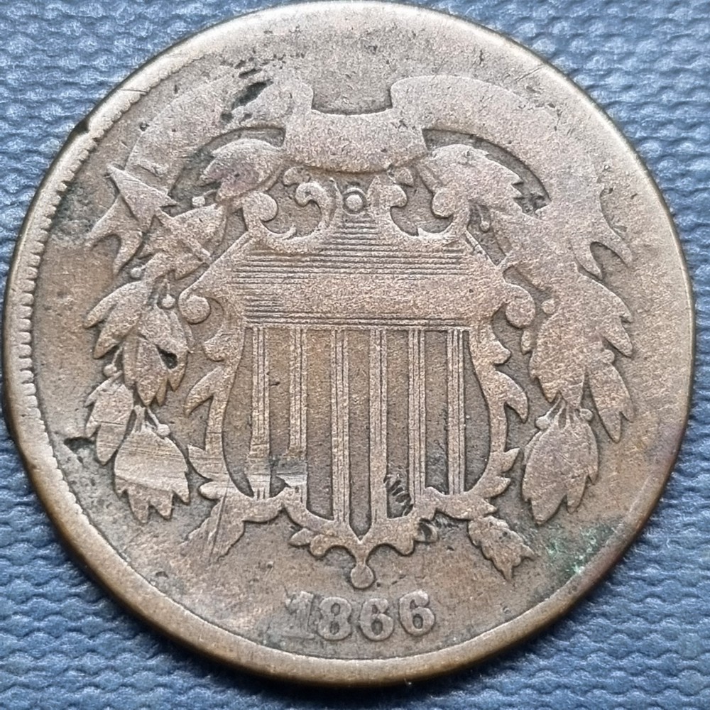 1866 Two Cent Piece 2c Type Coin Better Grade #96991