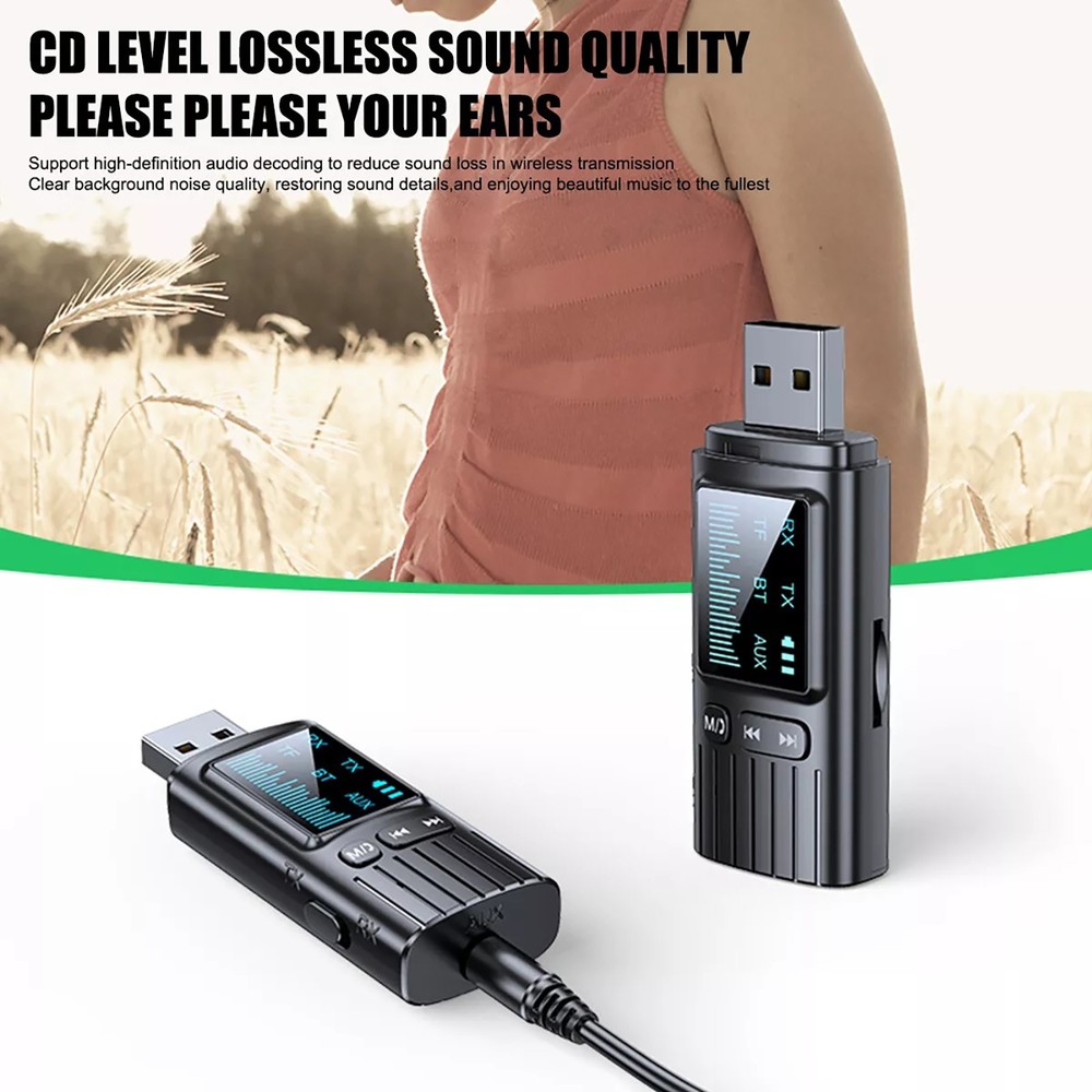 1Pc Wireless Bluetooth5.4 Transmitter Receiver Audio 3.5mm Jack Aux Adapter DC5V