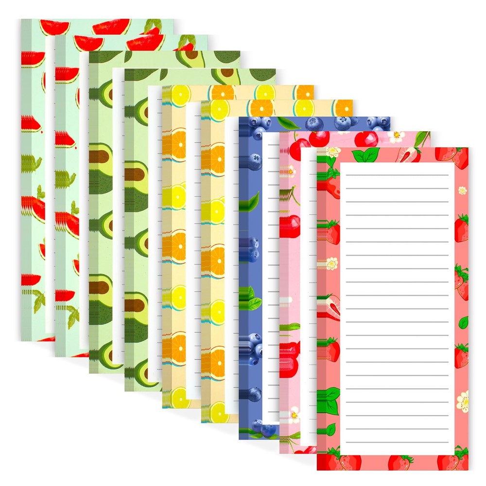 Joyberg 9 Pack Magnetic Notepads for Refrigerator Fruit Design 25 Sheets