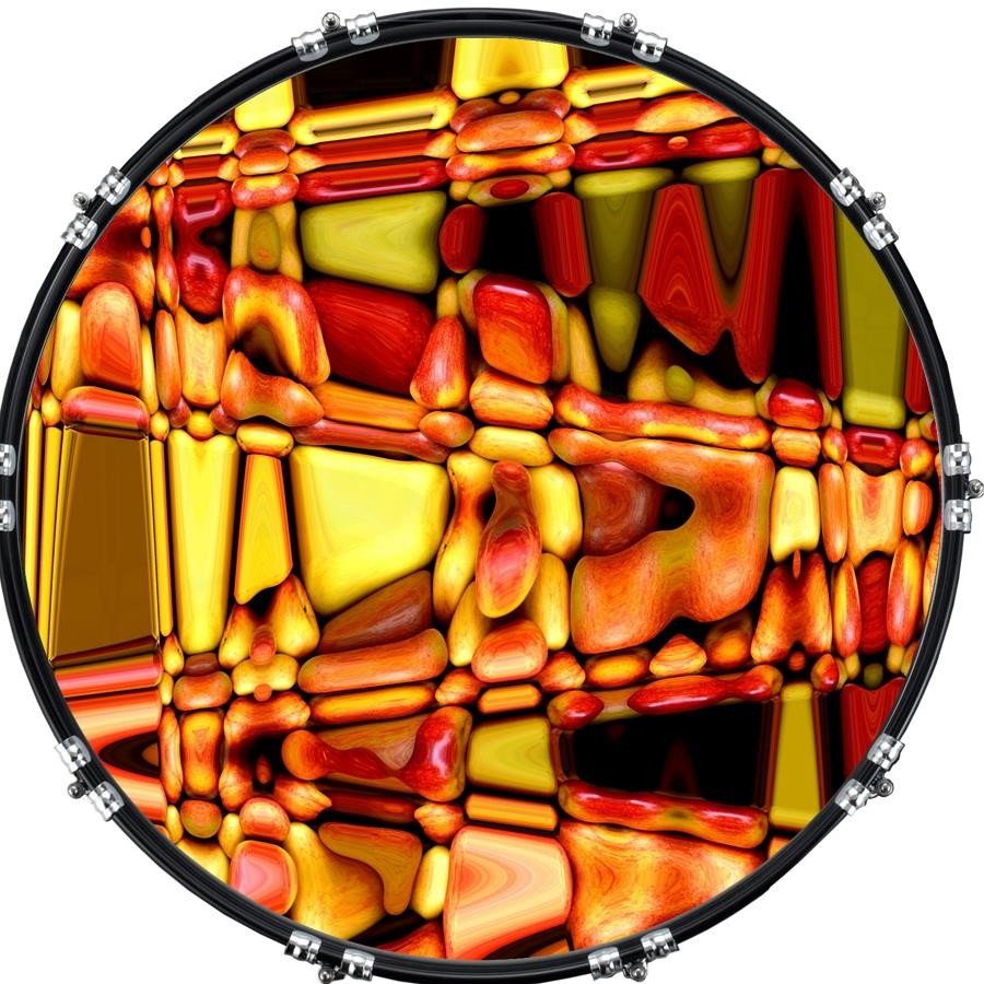 22" Custom Bass Kick Drum Front Head Graphic Graphical Abstract Apples