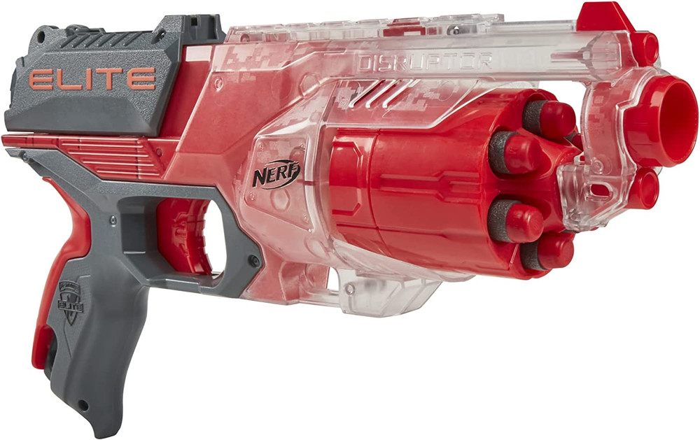 Elite Disrupter Blaster - -Dart Rotating Drum, Slam Fire, Translucent Red ( Excl
