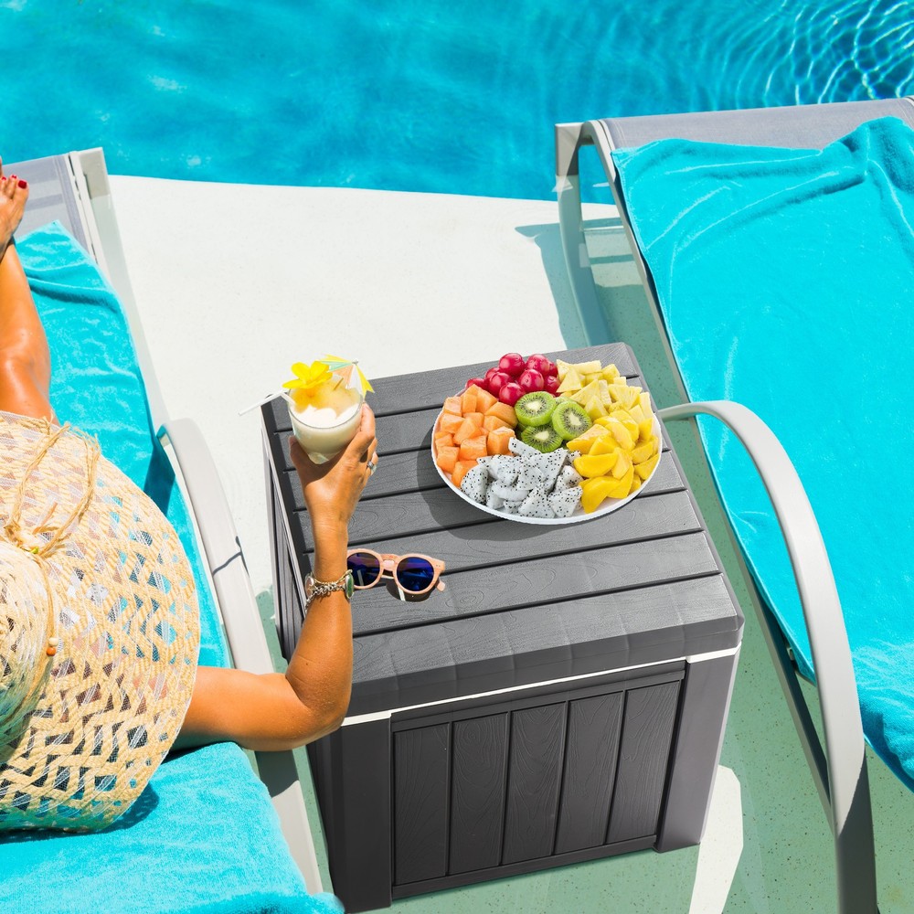 Cooler Side Table, Portable Ice Chest with Built-in Handle
