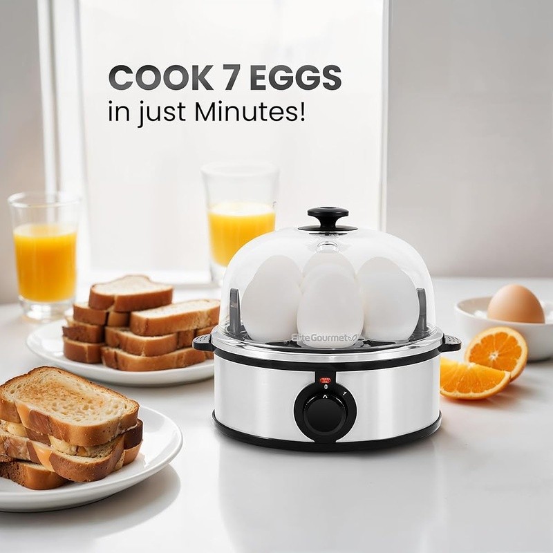 Easy Egg Cooker 7 Egg Capacity Auto Shut Off Soft Hard Boiled Kitchen Gadget New