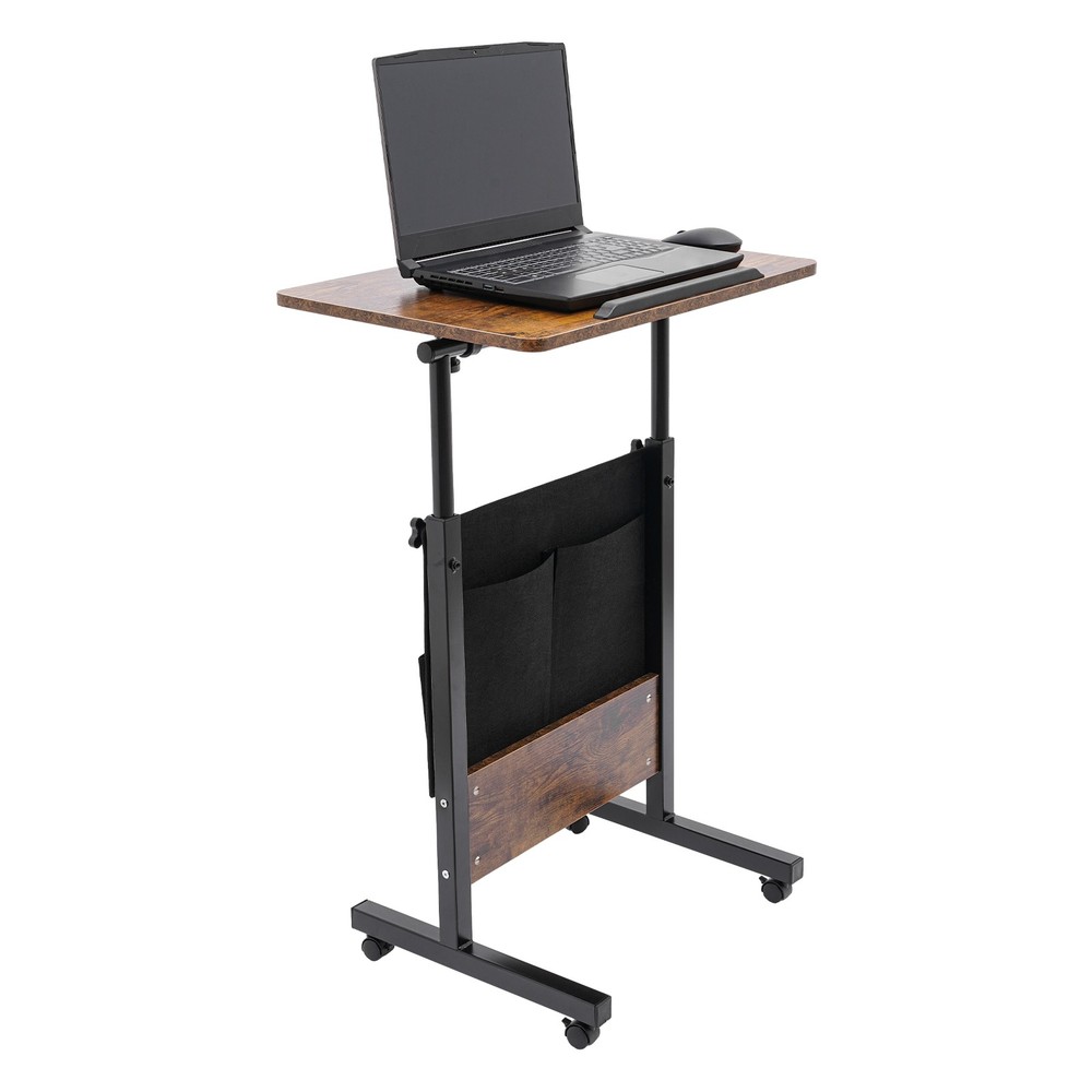 Adjustable Height Rolling Laptop Desk with Storage for Home & Office