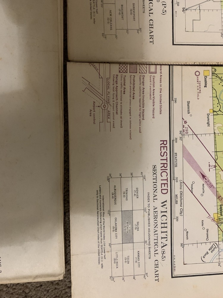 5 WWII Sectional Aeronautical Chart Map Mixed Restricted 1940s