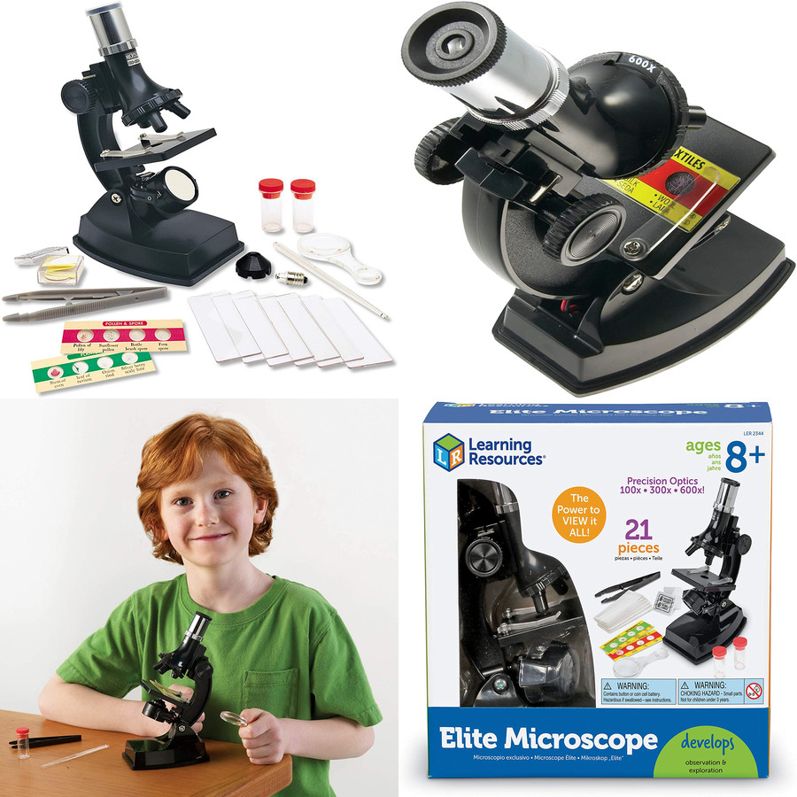 Portable Beginner Microscope Science Kit Kids Starter Compound STEM Learn 21pc