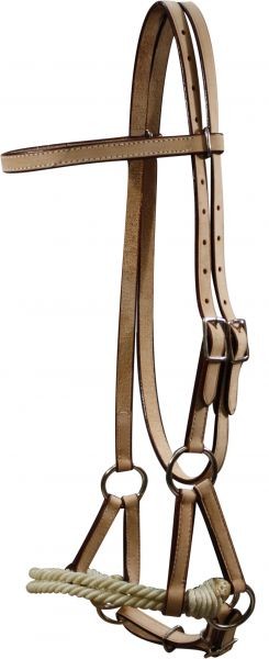Leather Double Stitched Sidepull w/ Double Rope Nose