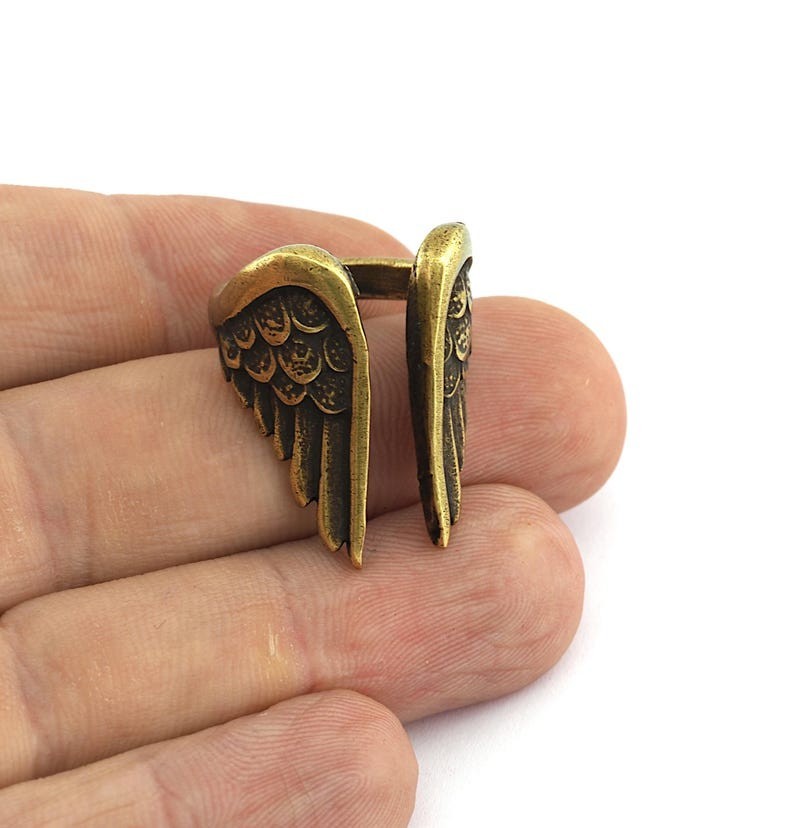 Antique Bronze Wings Ring – Adjustable Brass Statement Ring (Size 6-8 US) -4286