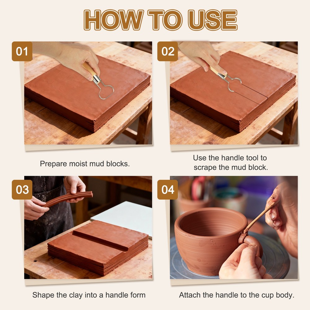 2Pcs Pottery Handle Making Tool, Clay Extruder Tools (Flame Shape&Flower Shape)