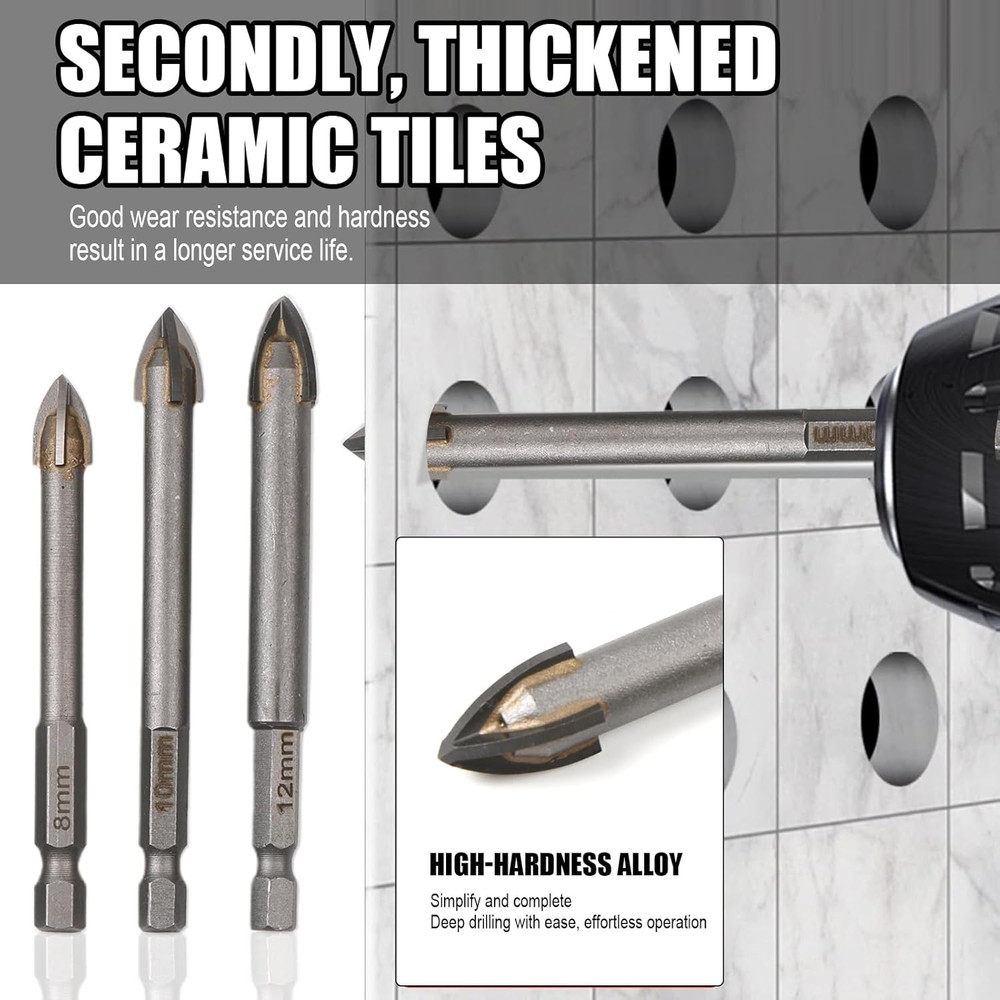High-Speed Carbide Masonry Drill Bits - 5 Sizes for Versatile Materials