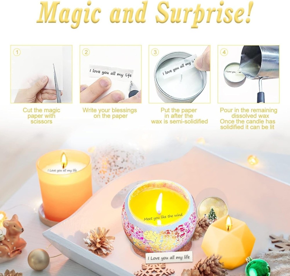 Complete Candle Making Set with Magic Paper & Soy Wax - Create Unique Designs