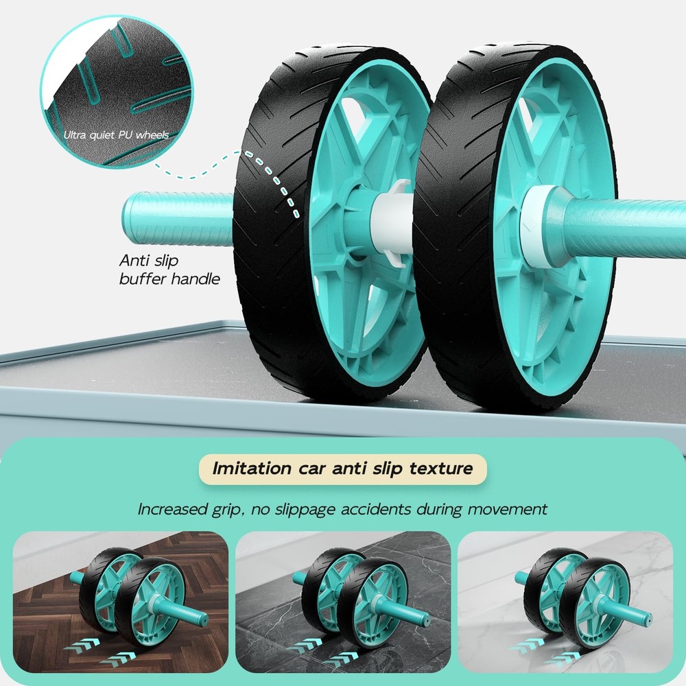 Double-Wheel Ab Roller for Core Training – Rebound Design with Adjustable Ela...