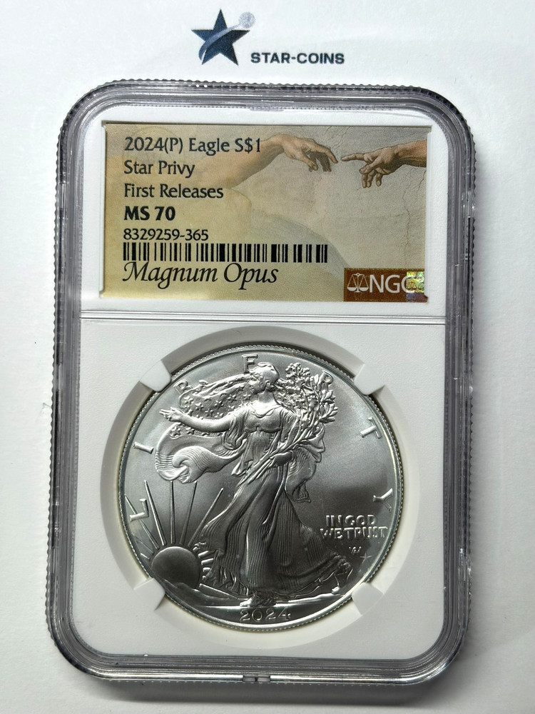 2024(P) Silver Eagle Eagle Privy NGC MS70 Magnus Opus Label
