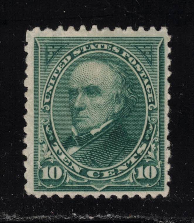 US Stamp Scott # 258 Dark Green 10cent Webster - Mint OG H
