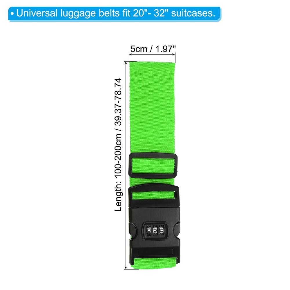 Luggage Straps with Combination Lock TSA Approved Green