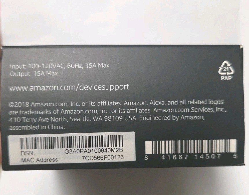 Amazon Smart Plug White Alexa Voice Control