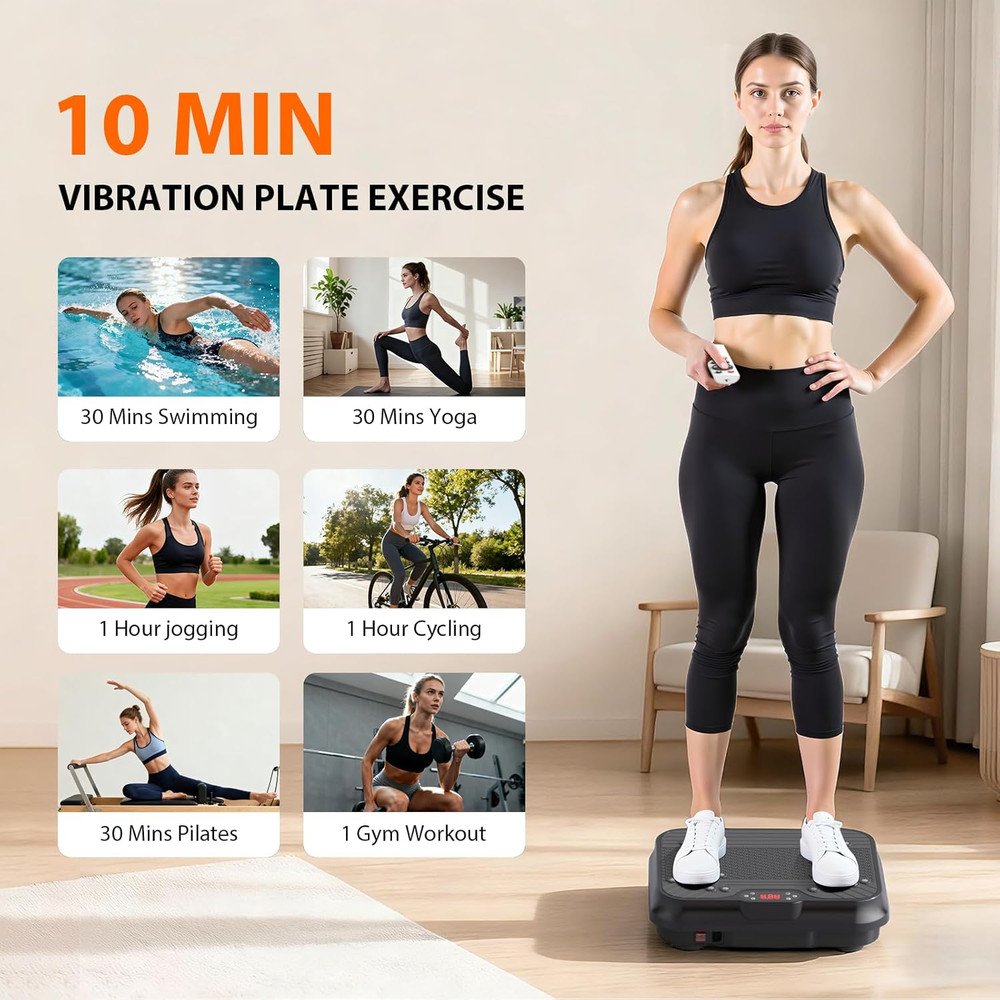 Vibration Plate Exercise Machine 400 Lbs Capacity with Resistance Bands