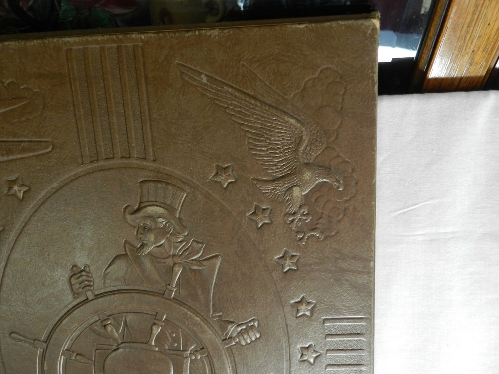 Vintage WW2 Era Scrapbook, Uncle Sam, Plane, Eagle, Ship, Cannon