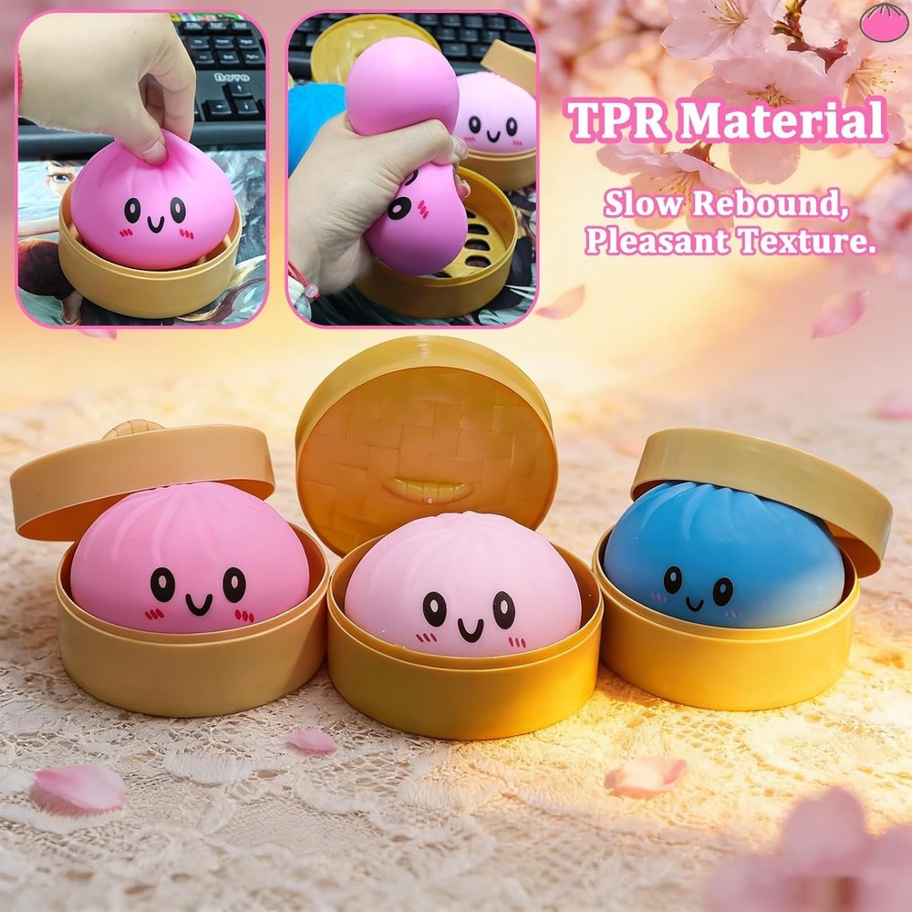 Dumpling Squishies,Glitter Dumpling, Glitter Squishy with Small, White