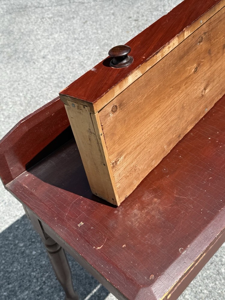 antique red painted console table server 1 drawer hall stand folk art