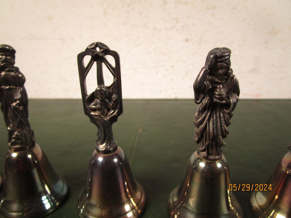 10 Silverplated Religious Bells 3"