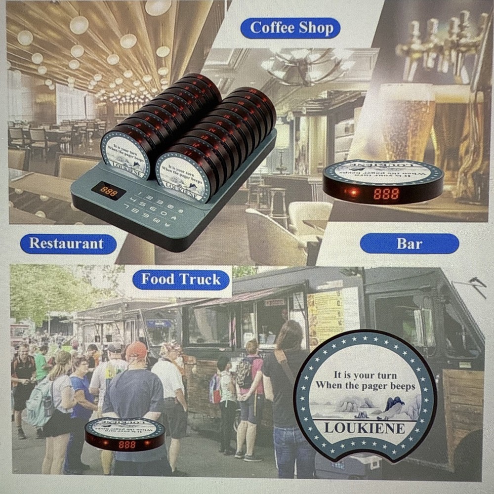 Restaurant Pager System 20-Coaster Wireless Buzzers w/ Transmitter