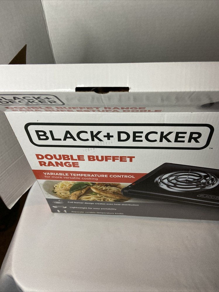 Black & Decker DB1002B Double Burner Portable Buffet Range, Black