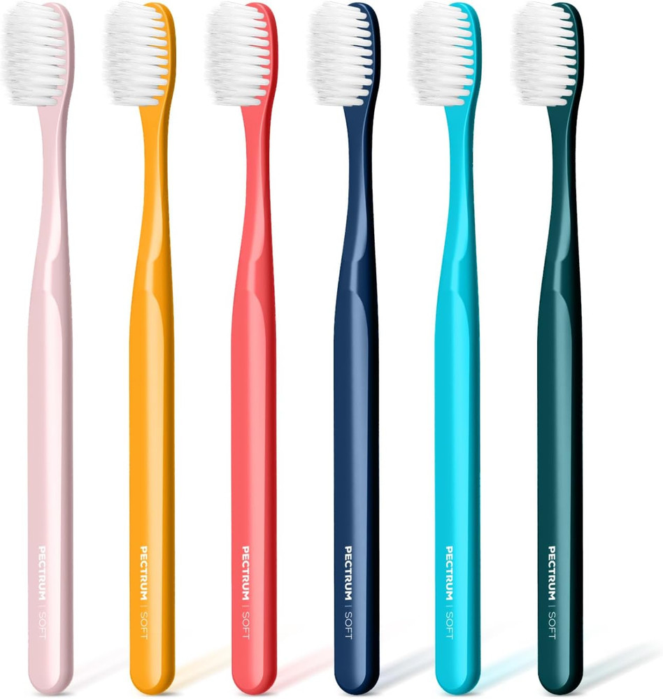 Medium Manual Toothbrush Pack, 6 Count, Deep Cleaning Flossing Toothbrushes for