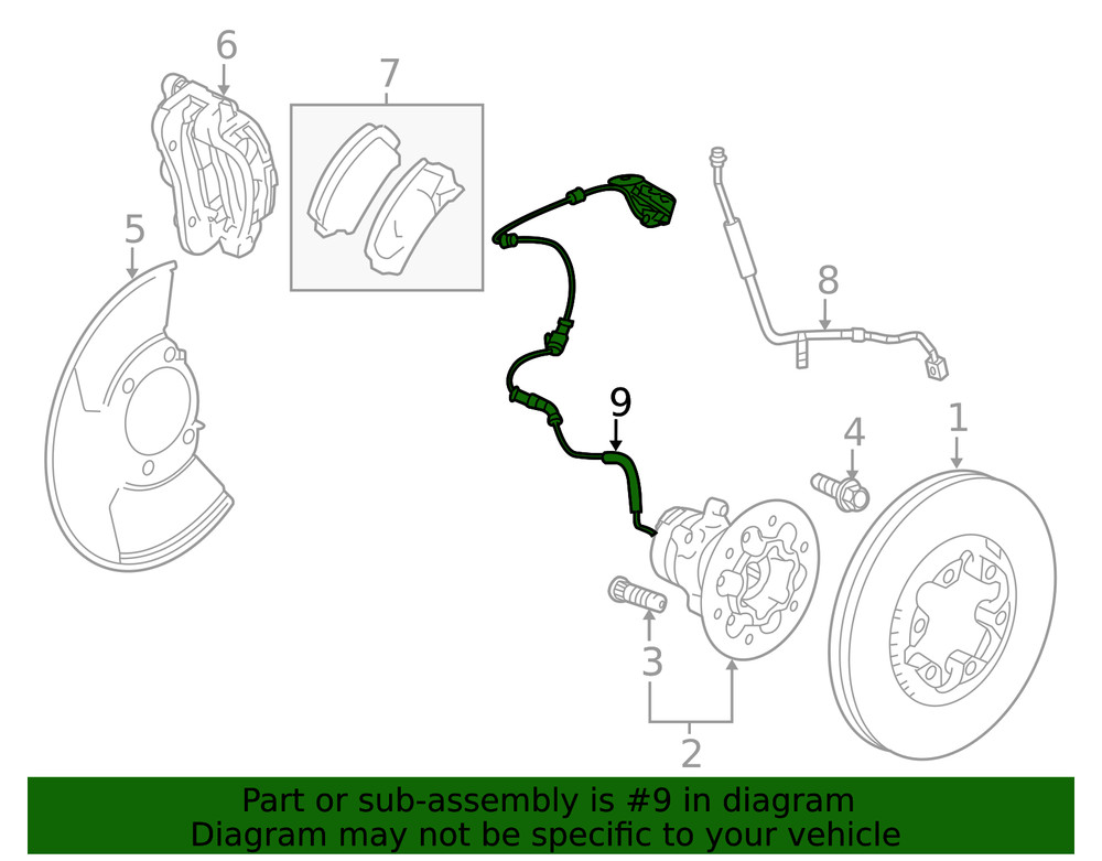 Genuine GM Front Passenger Side Wheel Speed Sensor 19368664