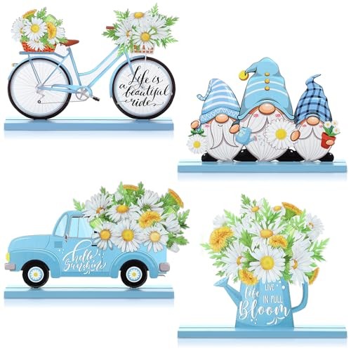 4 Pcs Hello Spring Table Decorations Spring Easter Table Daisy Style