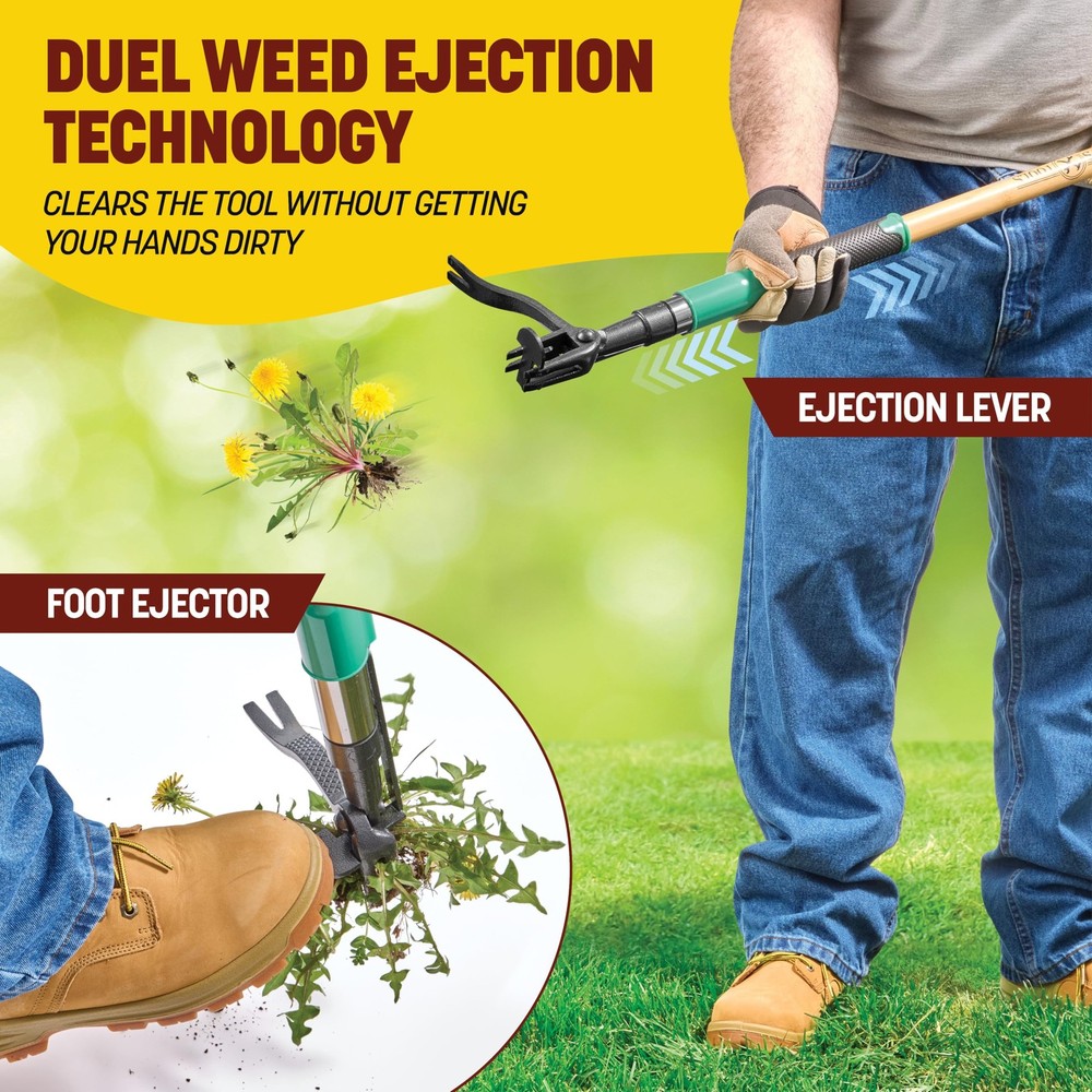 Papa's Tools Weed Puller Tool, 44" Stand Up Weeder Garden Tools & 4 Claw Stee...
