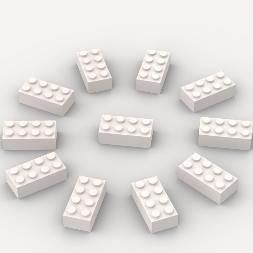 500 Piece Bulk 2x4 Building Bricks, with Lego, Flat White Bricks