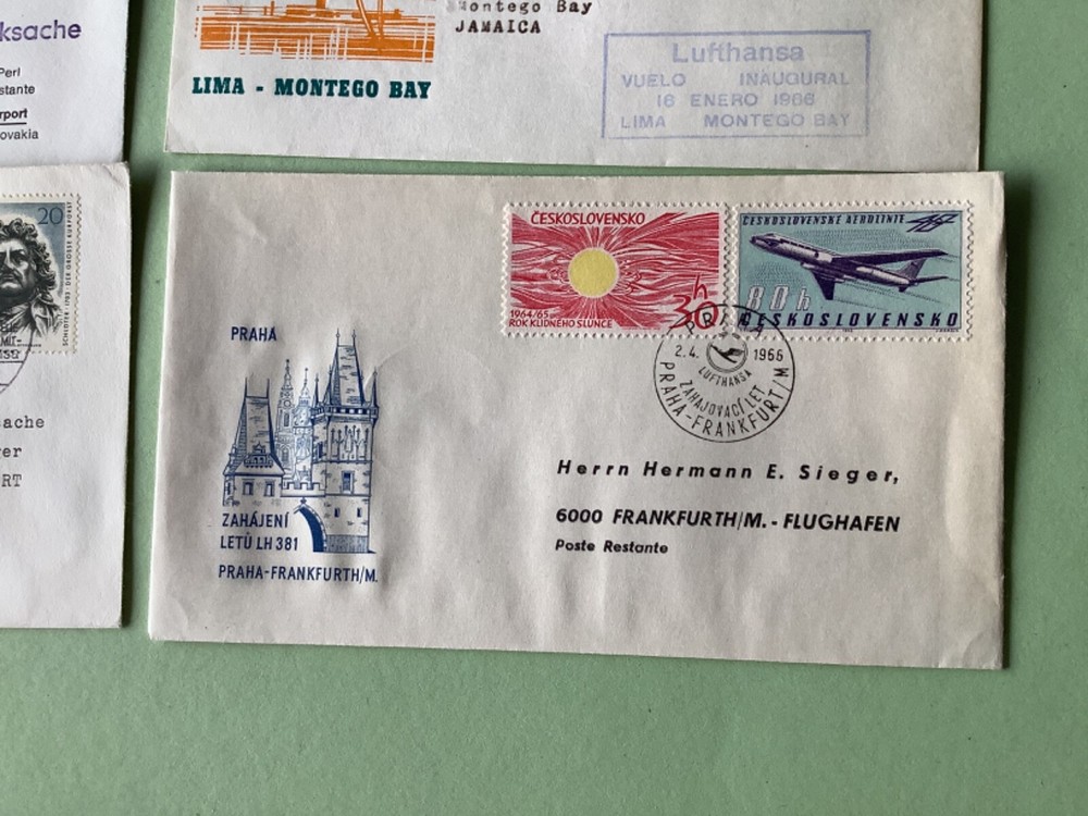 Airmail flight cover mixed world 9 items Ref A1461